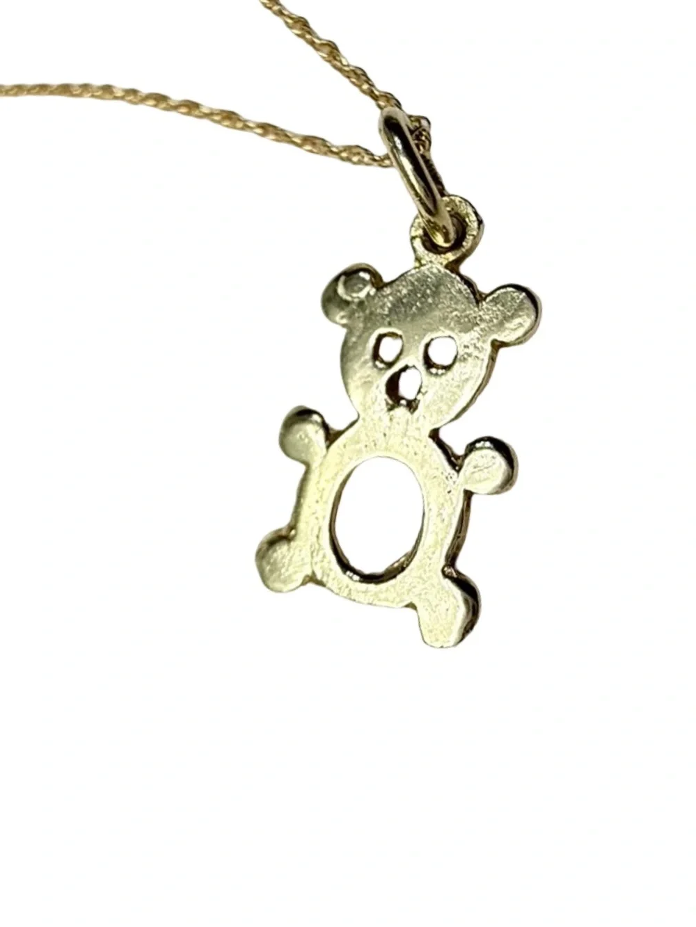 Gold Teddy Bear Pendant Necklace for Kids - Cute Gold Charm